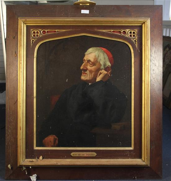 Late 19th century English School Portrait of Cardinal Newman 30 x 25in.